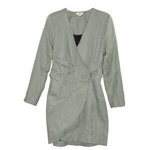 Jason Wu M Womens Houndstooth Wrap Mini Dress Black White NWOT Corpcore